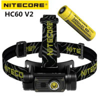 NITECORE HC60 V2 Headlamp 1200 Lumens USB-C Rechargeable Camping Sports Fishing Headlight Flashlight with 3400mAh 18650 Battery