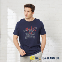 【NAUTICA】男裝 復古圖騰短袖T恤(海軍藍)