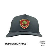 Topi Linmas Logo Bordir Abu Grey Topi Satlinmas Biasa