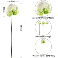 22 "Artificial Anthurium Lily Flowers Permanent Flower,3 Pcs Tropical Imitation Plant Flower Bouquets for Table Centerpieces