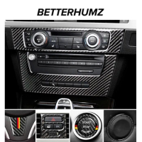 Carbon Fiber For BMW E90 E92 E93 3er Center Console CD Panel Air Outlet Cover Trim Sticker Decoration Car Interior Accessories
