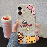 เคสใสกากเพชรไอโฟน ลายหมีพู ป้องกันการกระแทก For IP11-16 Pro/Pro max IP14-16Plus  #076140
