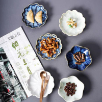 Exquisite Ceramics Enamel Seasoning Dish Japanese Style Home Bone Dish Hot Pot Flavored Small Dish Ceramic Tableware Plate