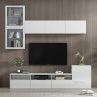 High Gloss TV Stand with Ample Storage Space, Media Console for TVs Up to 75", Wall Mounted Floating Storage Cabinets，White