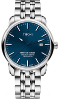 TITONI 梅花錶 大師系列 天文台認證機械腕錶(83188S-679)-41mm-藍面鋼帶【刷卡回饋 分期0利率】【APP下單22%點數回饋】