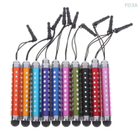 5Pcs Retractable Three-tier With Rhinestone Capacitive Touch Screen Stylus Pen