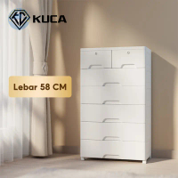 lingtkshop1 KUCA 58CM Lebar Drawer Storage Cabinet Loker Plastik Lemari Pakaian Laci Plastik Kabinet