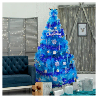 【摩達客】台灣製-6尺/6呎-180cm豪華版晶透藍色聖誕樹(含銀藍系配件組/不含燈/本島免運費)