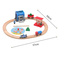 Diy Wooden Train Track Set Police Station Is Compatible With All Brands Of Railway Toys Road Accessories For Children Gifts PD61