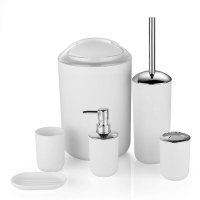 Plastic Bathroom Accessories Sets Toilet Brush Soap Dish Toothpaste Dispenser Swing Lid Trash Washable for Bath Accessories