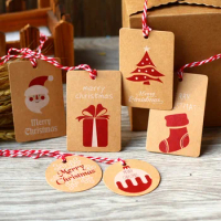 Christmas Gift Tag,Santa Claus,Snowman,X'mas tree...Holiday Decoration tag "With String" 50pcs/lot