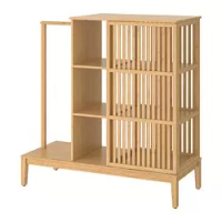 Lemari pakaian terbuka, pintu geser, bambu, 120x123 cm