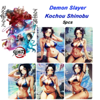 Acg 5Pcs/set Board Game Card Demon Slayer Anime Collection Card Homemade Bronzing Kochou Shinobu Flash Card Christmas Gift