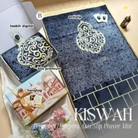Hampers Premium Sajadah Kiswah Kemas Box Tebal Antislip + Rumbai Gold | Velvet Lembut & Elegan | Fre