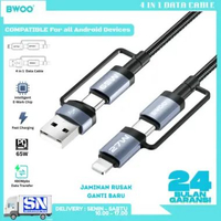 BWOO Kebel Data X321 4 in1 , USB A to C , USB C to C , USB A to L USB C to L Fast Charging PD 65W