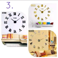 Jam dinding Besar DIY / JAM DINDING Big silver hitam dan gold BEST SELLER Acrylic