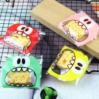 100Pcs Cute Big Teech Mouth Monster Plastic Bag Wedding Birthday Cookie Candy Gift Packaging Bags OPP Self Adhesive Party Favors