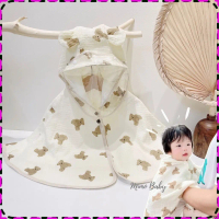 ♣Áo choàng xô muslin tránh gió, tránh nắng kèm mũ chắn giọt bắn mềm mại cho bé Mimo Baby QA31❣COD VN