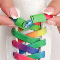 1 Pair Magnetic Lock Shoelaces for Sneaker Rainbow Gradient Flat Elastic Shoelace Adults Kids No Tie Shoe Laces Shoe Accessories