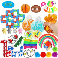 5/10/15PCS Set Pack Rainbow Pop Fidget Toys Push Bubble Stress Reliever Sensory Toys for Children Adult