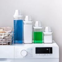 Airtight Laundry Detergent Dispenser Powder Storage Box Clear Washing Powder Liquid Container With Lids Jar
