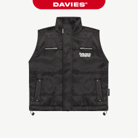 Áo khoác gile nam nữ hiphop DAVIES họa tiết chần phao khóa kéo logo inox in chữ Davies Crew Puffer V