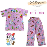 Owl Sleepwear Piyama Anak Perempuan Usia 1-12 Tahun BTS 2| Baju Tidur Anak Perempuan 2 Pink