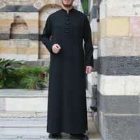 Lengan panjang Aman Abaya 1 keping Jubba Thobe untuk lelaki Kaftan Pakistan Muslim arab Saudi djelaba Islam pakaian doa jubah Afghan