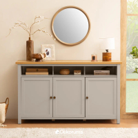 Dekoruma REIJI Credenza / Meja Buffet / Cabinet Serbaguna Abu - Abu Muda