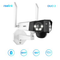Reolink Duo 2 Dual Lens 2K 6MP WiFi Wireless Battery Camera Smart Detection Waterproof 6X Zoom Security Wifi Surveillance Camera