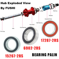 Bicycle Hub Bearing Palin 15267 or 6902 or 17287 2RS ABEC-5 Bearings Repair Parts For KOOZER XM490 BM440 Hub Fastace Novatec