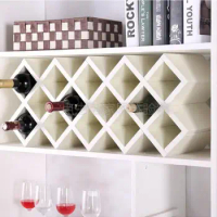 Wine rack creative wall-mounted wine rack European cabinet lattice wooden assembly wine grid home diamond wine cellar