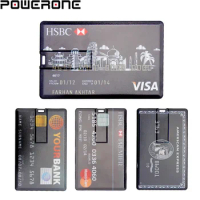 POWERONE Waterproof USB Flash Drives 64GB Super Slim Credit Card Pen Drive 32GB Bank Card Model Memory Stick 16GB Pendrives 8GB
