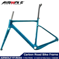 Airwolf T1100 Carbon Gravel Frame 700C*45C BB386 Road Disc Brake Gravel Bicycle Frameset Road Bike Frame Cyclocross Bike Frame