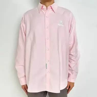 Kemeja AAPE NOW EMBROIDERY PATCH GREY BABY PINK LONG SHIRT 100% ORIGINAL L