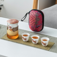 旅行茶具套裝便攜包一壺三杯防燙玻璃快客杯日式陶瓷整套功夫茶具