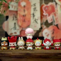 8pcs/Set Chinese Dragon Year Sitting Series MOLLY ZIMOMO HACIPUPU DIMOO KULLPANDA CRYBABY KUBO PUCKY PINO Action Figure Toy Gift
