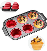 Silicone Muffin Pan, 6 Cups Muffin Pans for Baking with Metal Frame, Cupcake Pan Mold, Egg Bite Mold