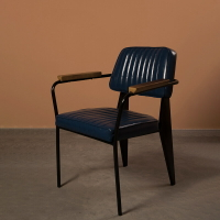 免運 可開發票 美式工業風復古簡約鐵藝皮質家用餐椅現代創意休閒靠背咖啡廳椅子