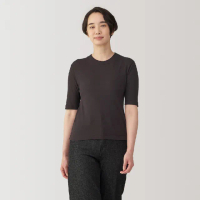 【MUJI 無印良品】女大豆纖維針織圓領五分袖T恤(共4色)