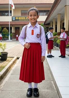 Rok Seragam SD Merah | Rok Panjang Seragam Sekolah SD - Rok Model Rempel Bahan American Drill 3XL