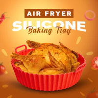 Round Air Fryers Oven Baking Silicone Tray Fried Chicken Basket Mat Air Fryer Silicone Pot Grill Pan Kitchen Accessories