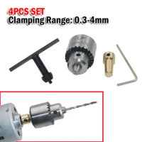 0.3-4mm Micro Motor Drill Chuck Clamping Range 3.17mm Mini Drill Chuck With Chuck Key Electric Drill Accessories Power Tools
