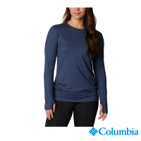 Columbia 哥倫比亞 官方旗艦 女款-Leslie Falls™UPF50快排長袖上衣-深藍(UAP72670NY/HF)
