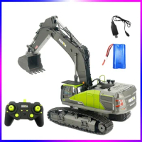 Huina 1593 2.4g 22-channel Multifunctional 1:14 Screw Drive Alloy Excavator Model Engineering Car Track Children's Toys Gift