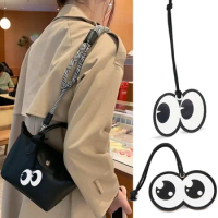 Cute Big Eye Small Bag Hangings Microfiber Leather Pendant Cute Mini Pendant for Longchamp Mini Bag 