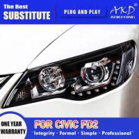 AKD Head Lamp for Honda Civic LED Headlight 2012-2015 Headlights CIIMO FD2 DRL Turn Signal High Beam Angel Eye Projector Lens