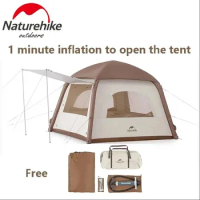 Naturehike Outdoor 3 Person Camping Tent Air Inflatable Tent Silver Coated Sunscreen Tent Large Space Family Park Tourist Tent