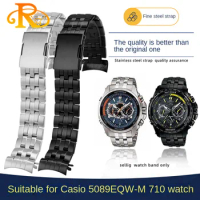 For Casio Edifice metal series 5089 watchband steel strap EQW-M710DB refined steel watch chain with arc mouth 22mm