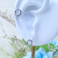 HD Silver Bogor - Giwang Bulat Permata Paku Polos - Silver 925 Lapis Emas  - Anting Hits Korea Trend